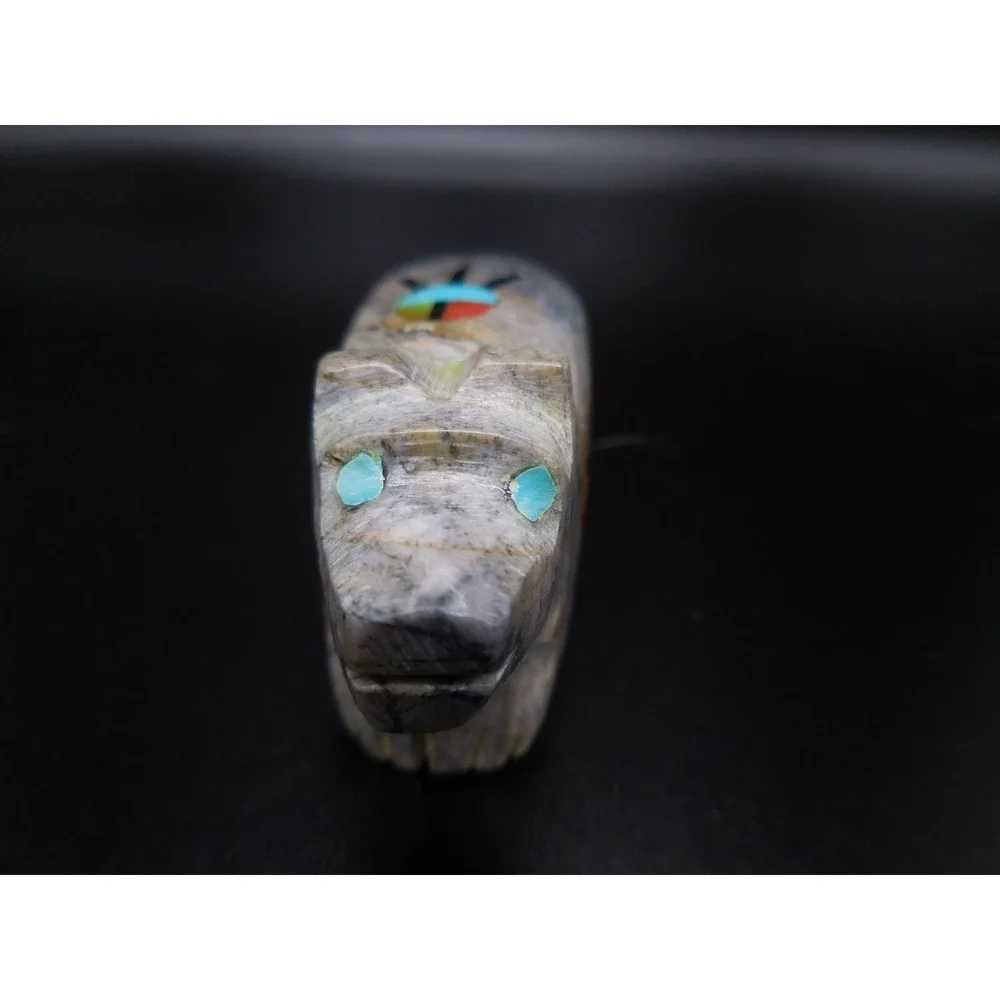 ZUNI Native American Pueblo Indian Annie Quam Gasper Inlaid Bear Very Rare